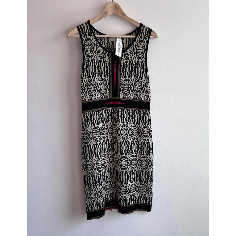 CARMEN MARC VALVO Rayon blend knit GEOMETRIC Sexy tank fitted Dress XL